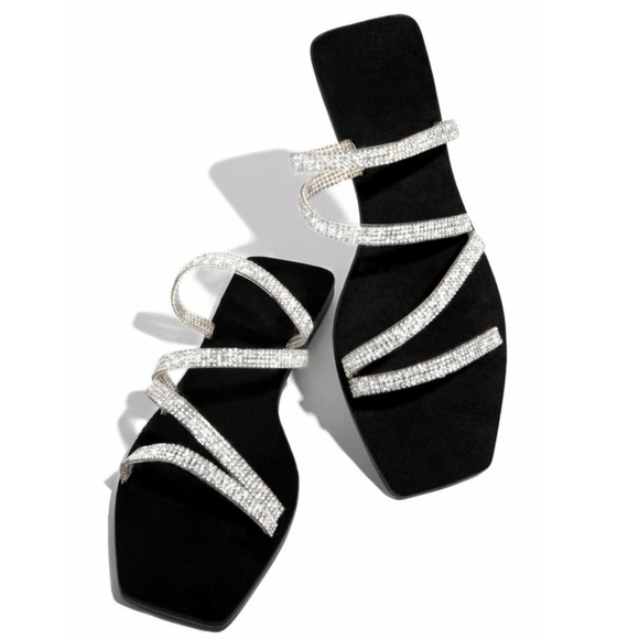 𝙇𝙖𝙨𝙩 6, 6.5, 7, 8 & 10💎Rhinestone Embellished - BLACK - Picture 2 of 8